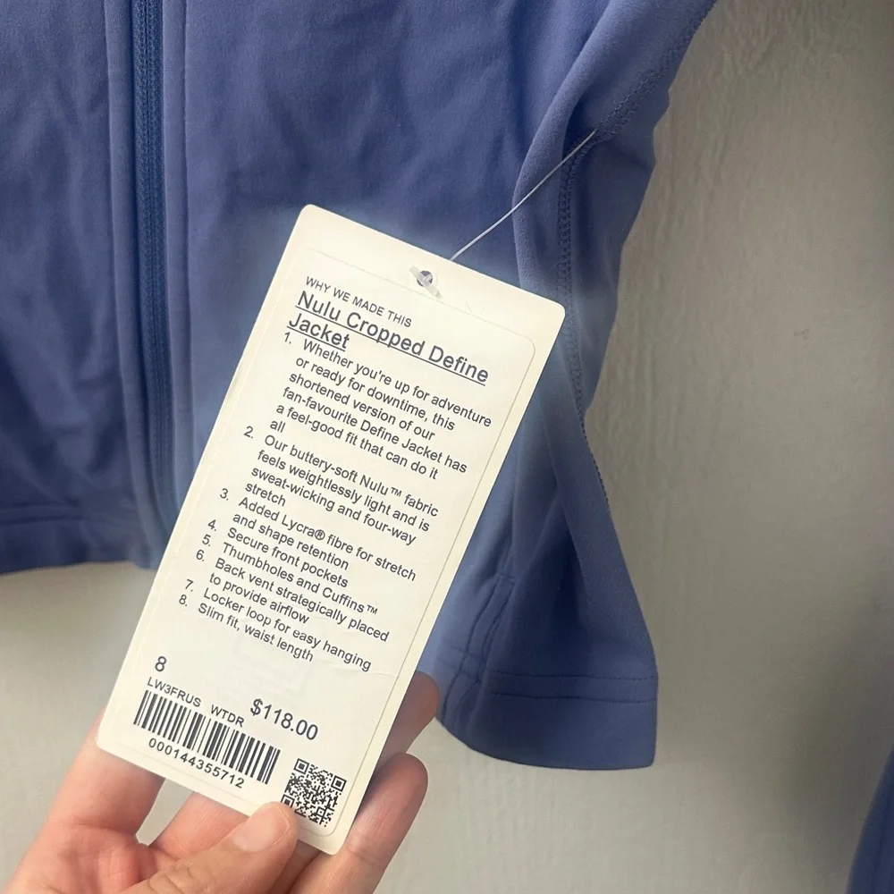 lululemon NWT Nulu Cropped Define Jacket in Water Drop - Picture 3 of 5